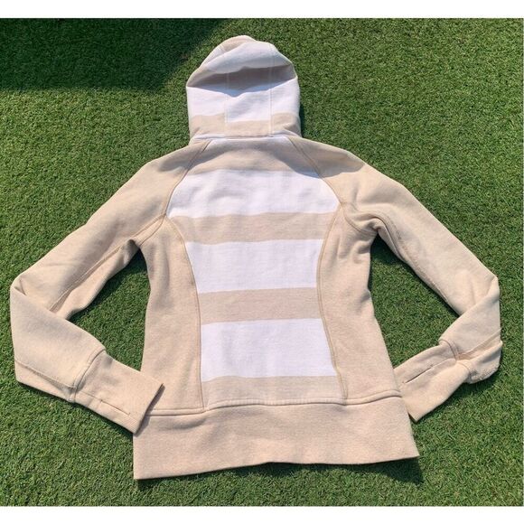 LULULEMON SCUBA cashew white striped FLEECE LINED HOOD HOODIE SWEATSHIRT JACKET - Picture 10 of 10